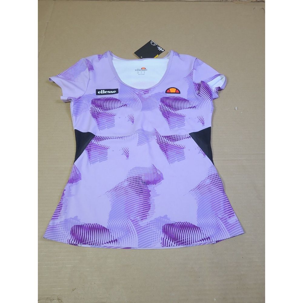 Ellesse  Cardo Tennis Top Purple Black Fall Print Athletic Women‎ Sz 4 Nwt